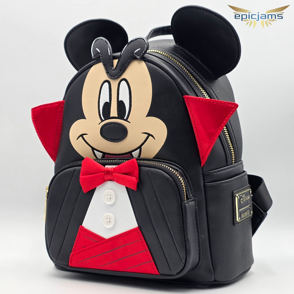 Loungefly Disney Mickey Mouse Vampire Halloween Cosplay Black Mini Backpack Bag - Picture 3 of 5